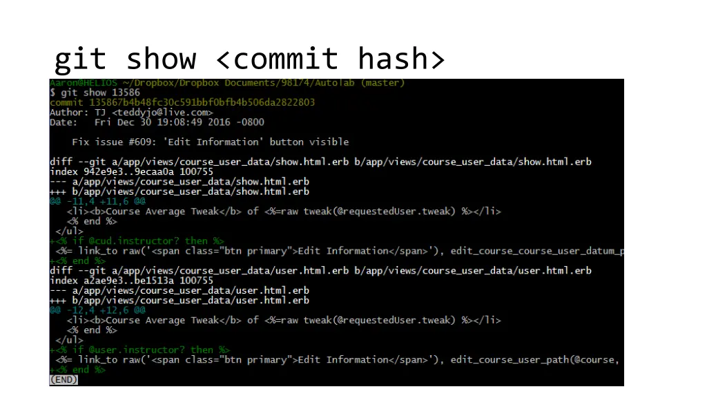 git show commit hash