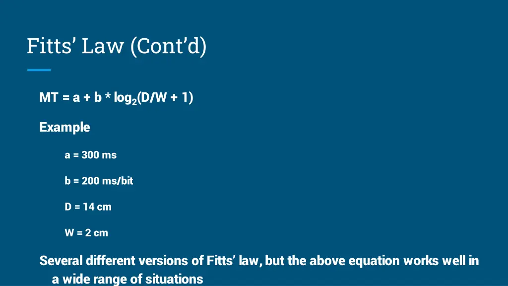 fitts law cont d