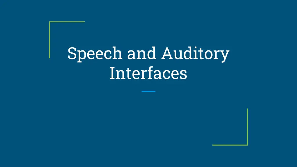 speech and auditory interfaces