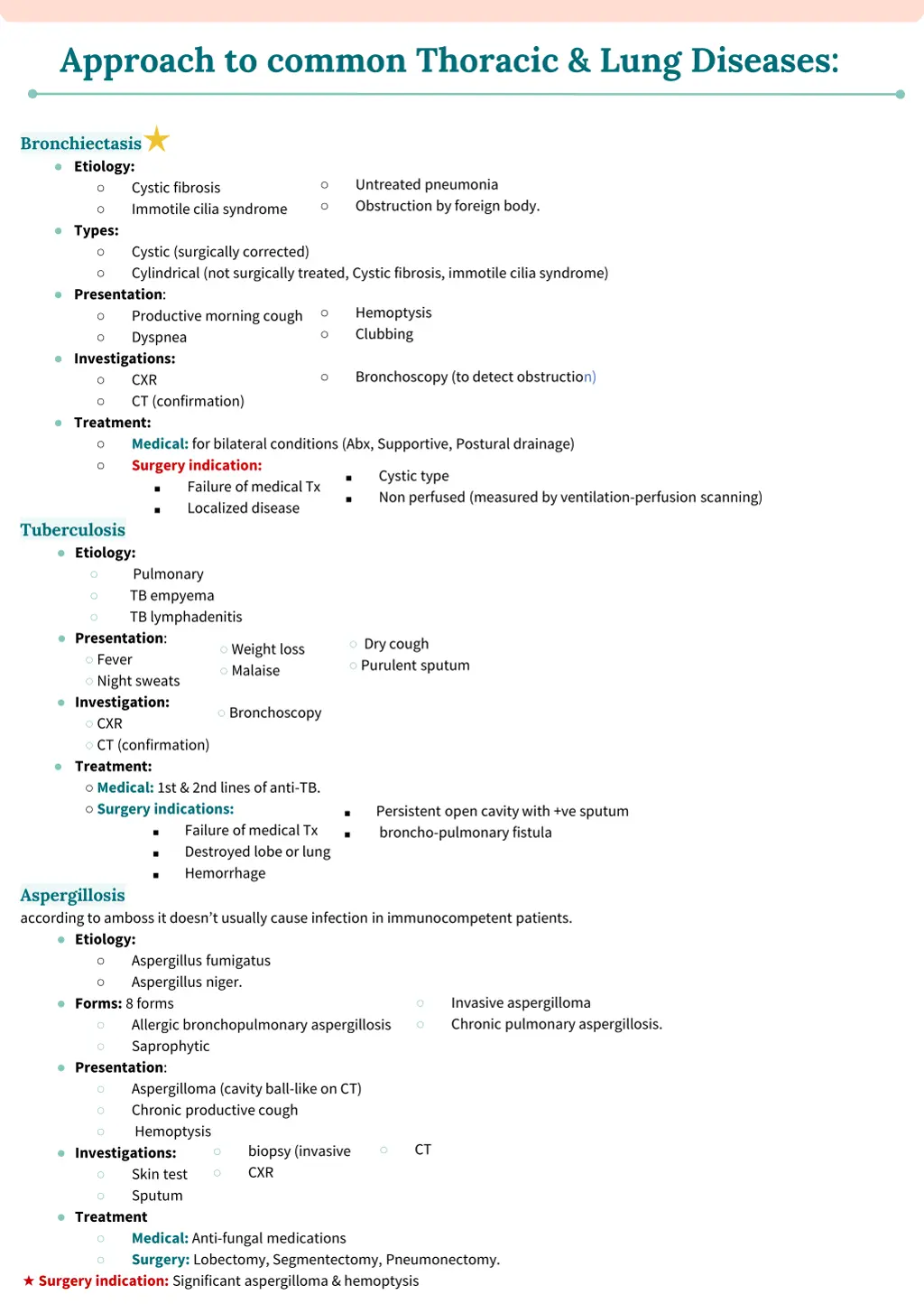 approach to common thoracic lung diseases 1