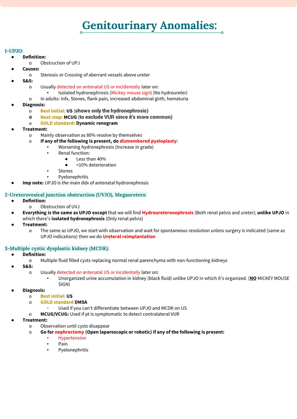 genitourinary anomalies