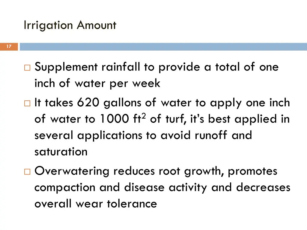 irrigation amount