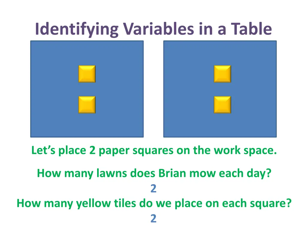 identifying variables in a table 19