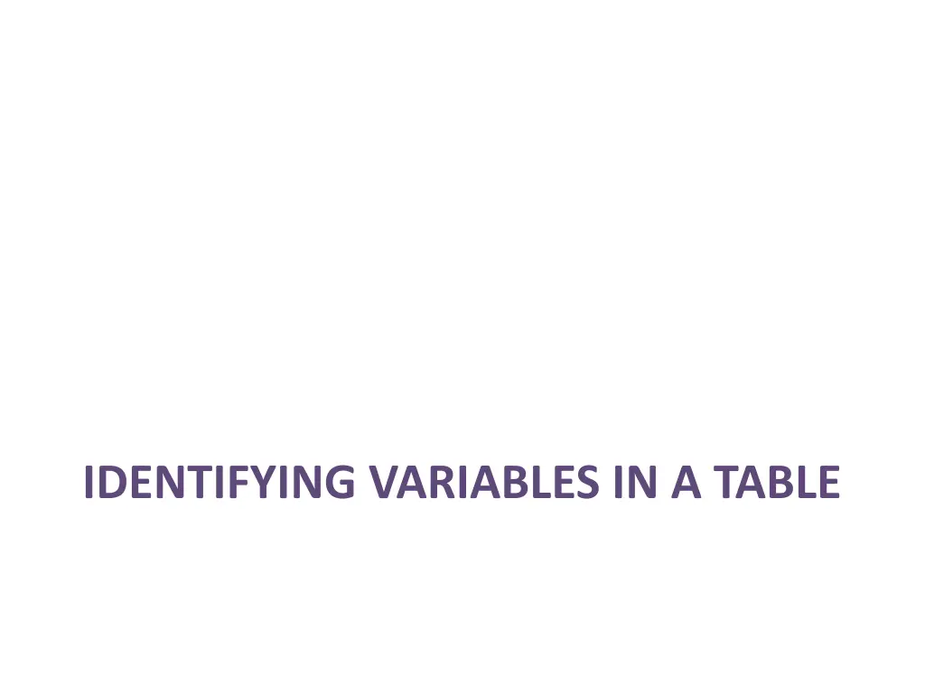 identifying variables in a table