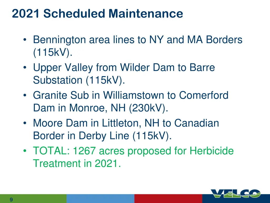 2021 scheduled maintenance