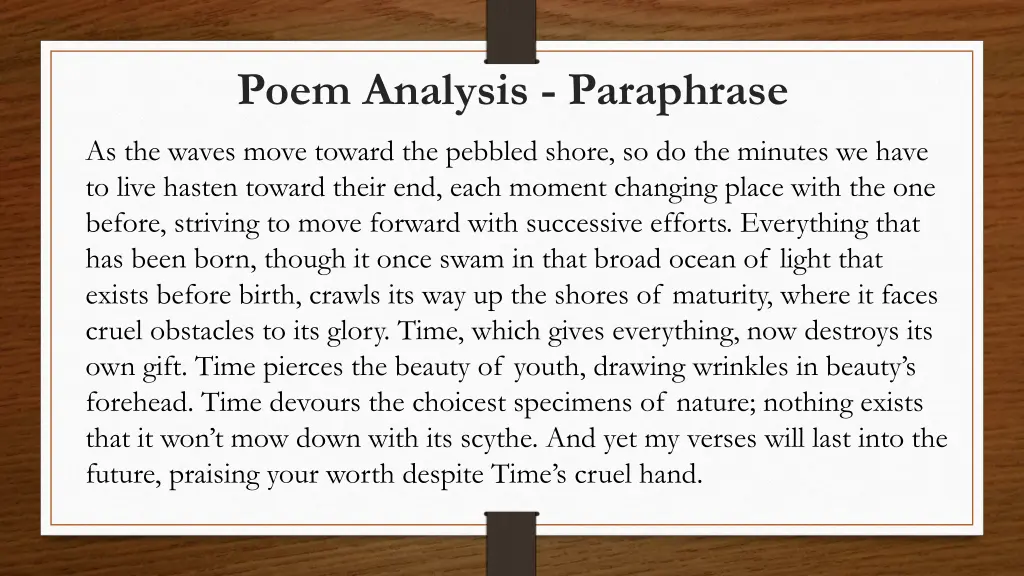 poem analysis paraphrase