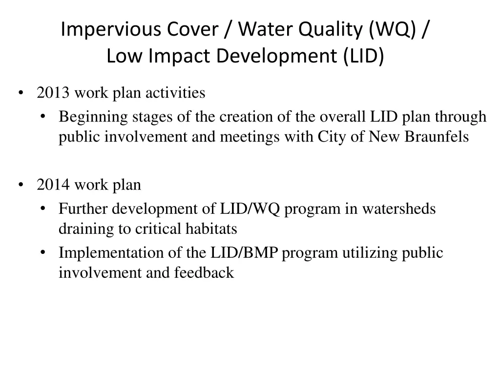 impervious cover water quality wq low impact