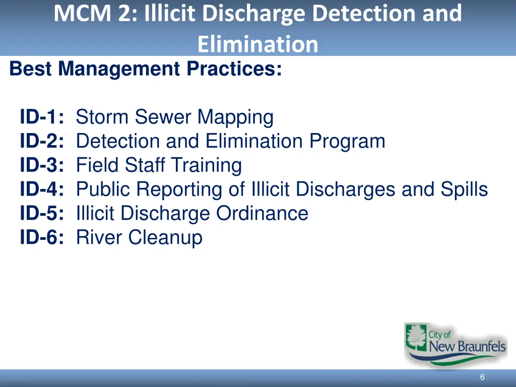 mcm 2 illicit discharge detection and elimination