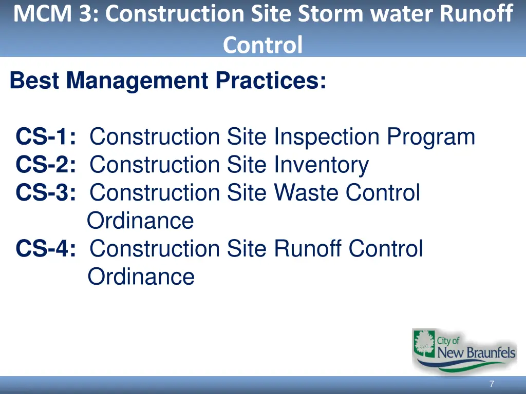 mcm 3 construction site storm water runoff