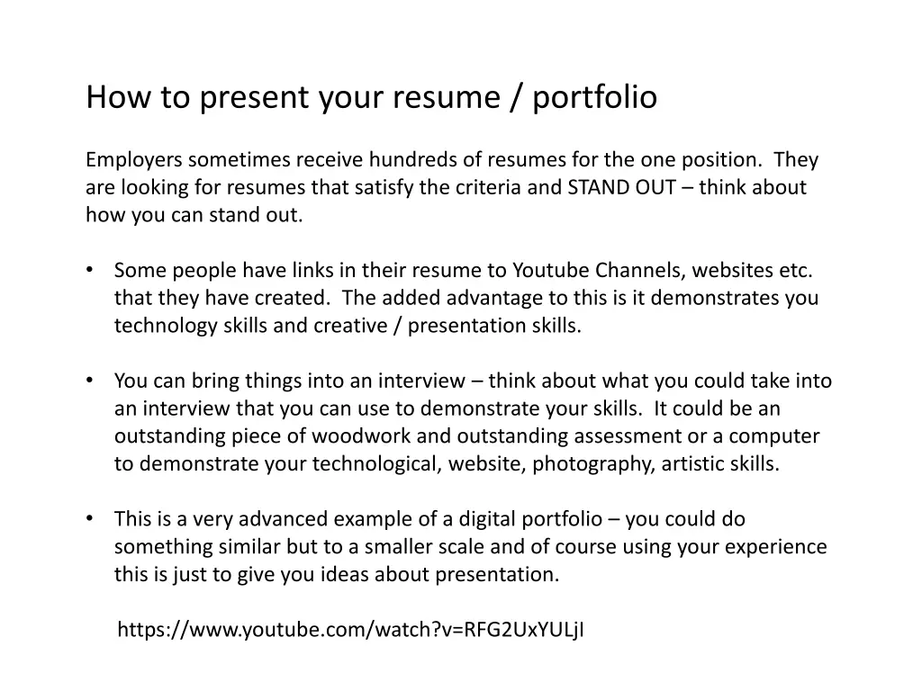 how to present your resume portfolio