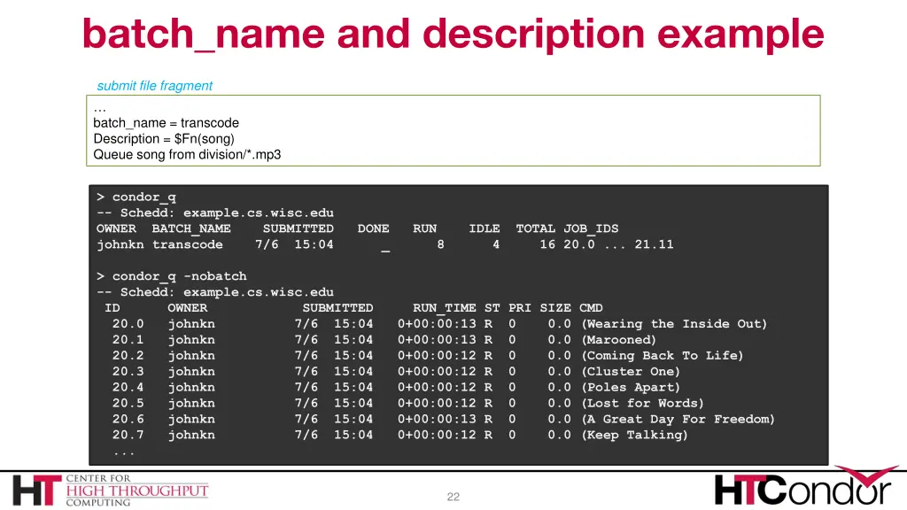 batch name and description example