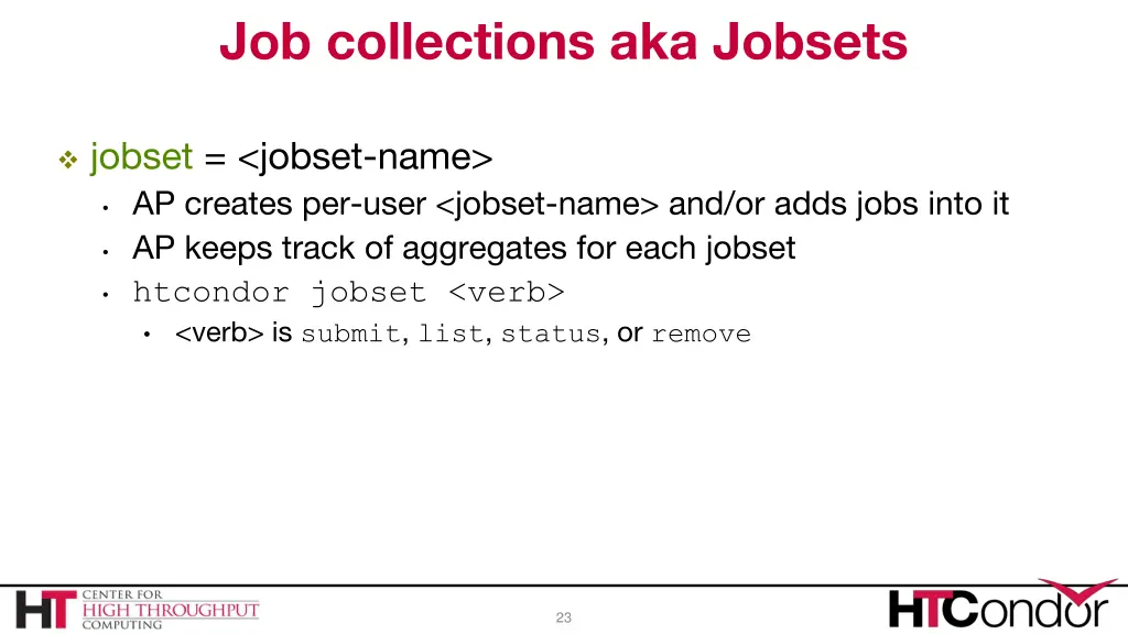 job collections aka jobsets