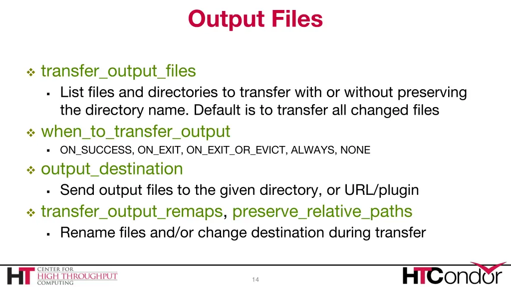 output files