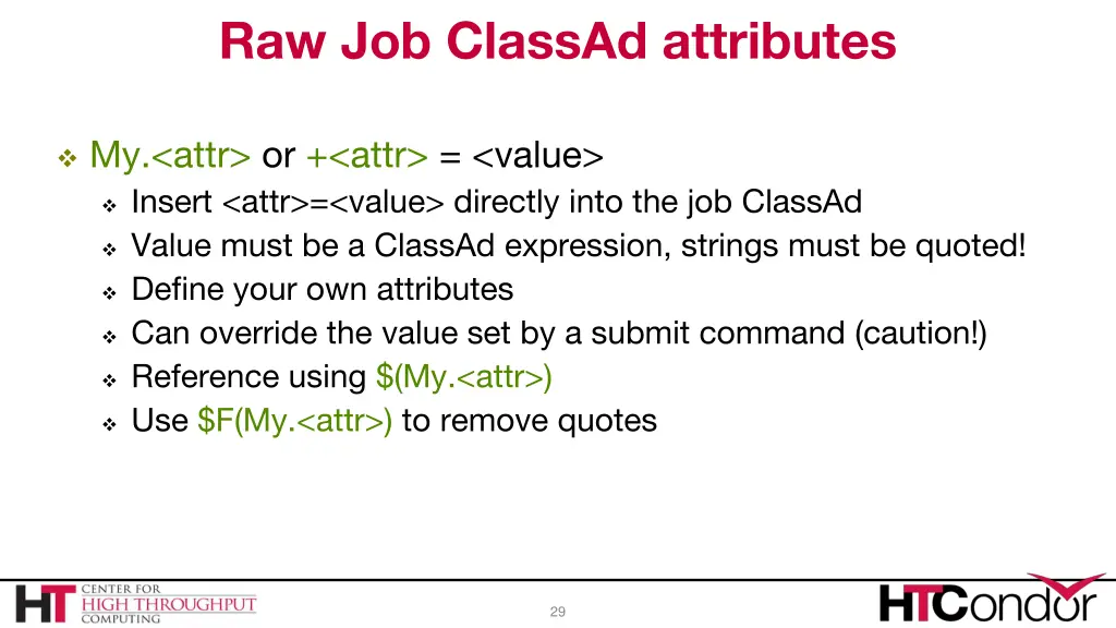 raw job classad attributes