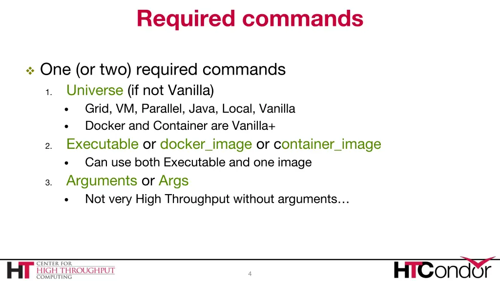 required commands