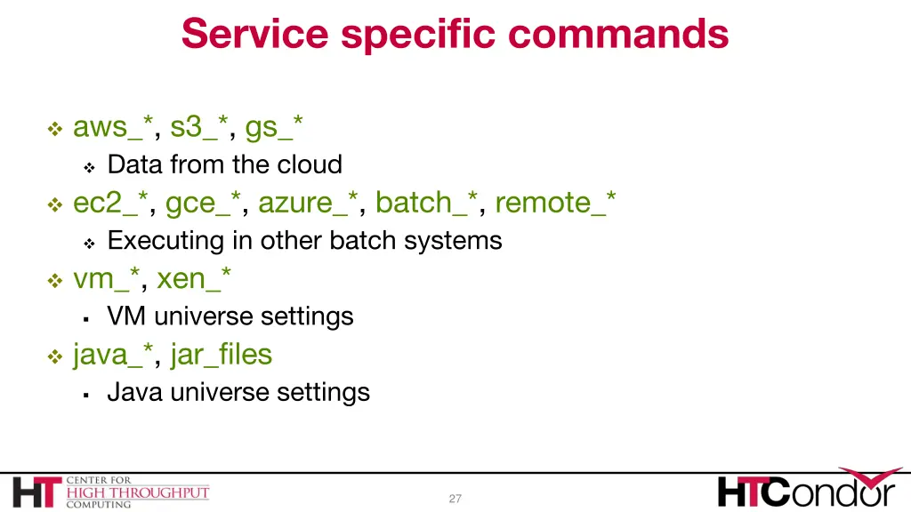 service specific commands