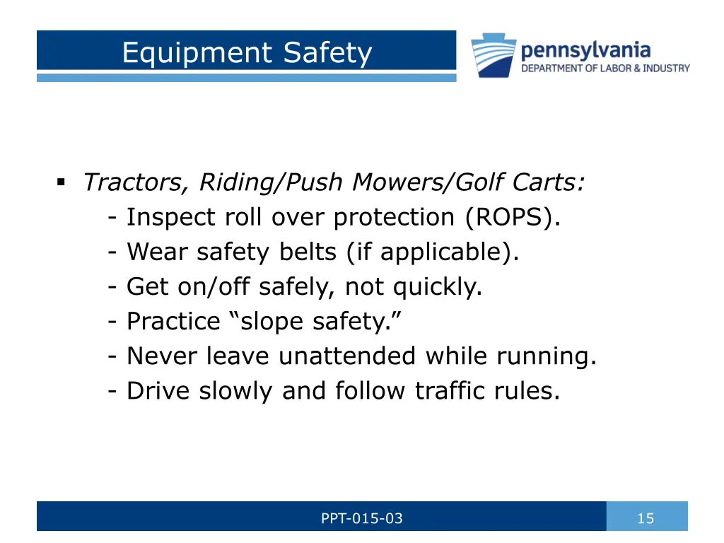 equipment safety