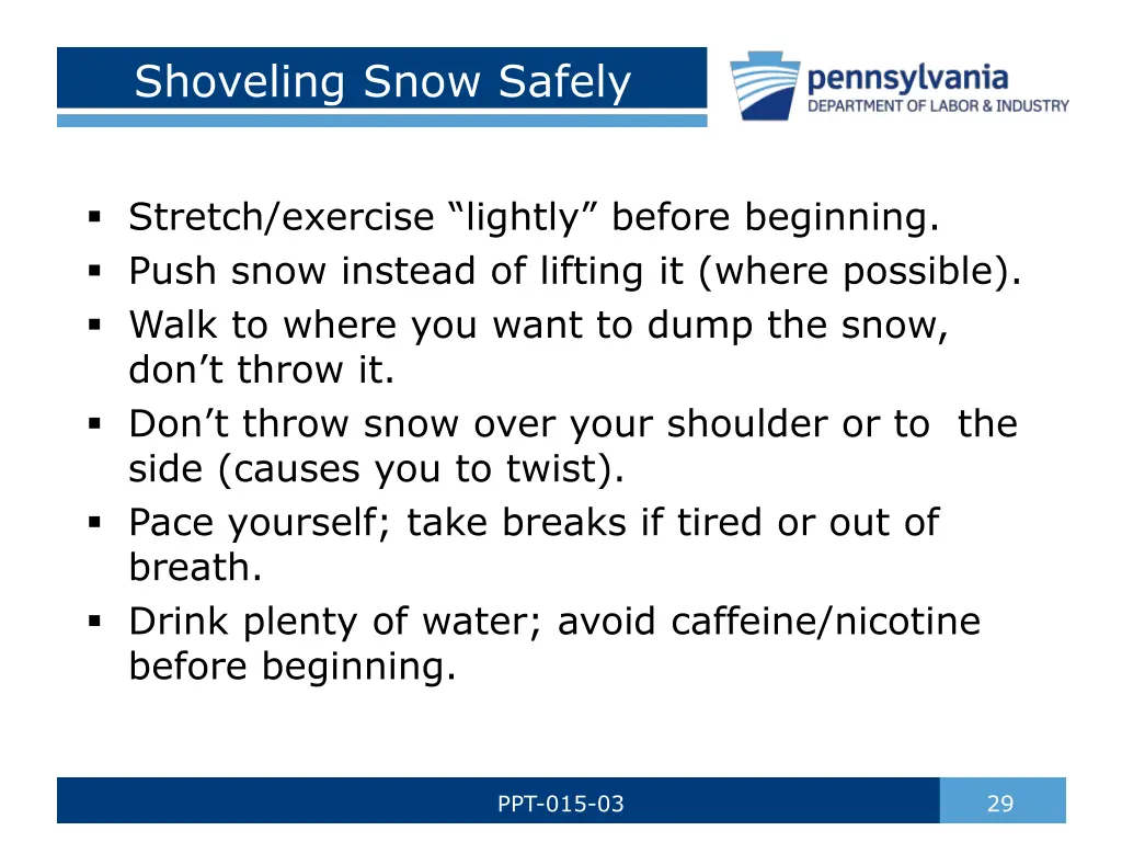 shoveling snow safely