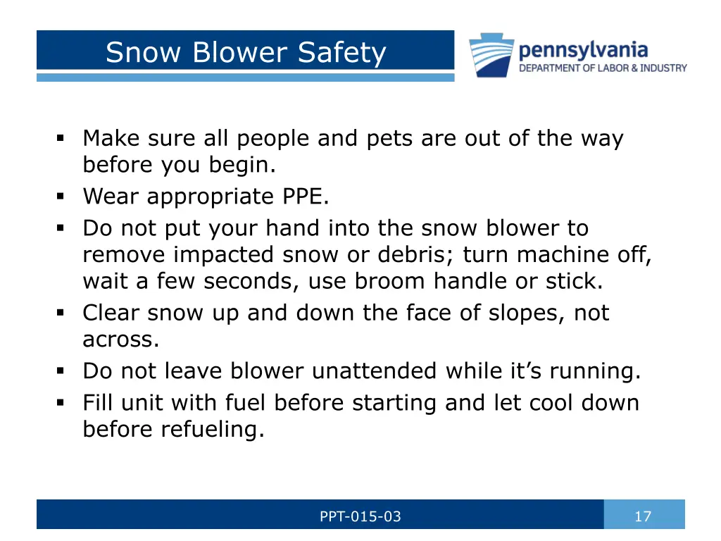 snow blower safety