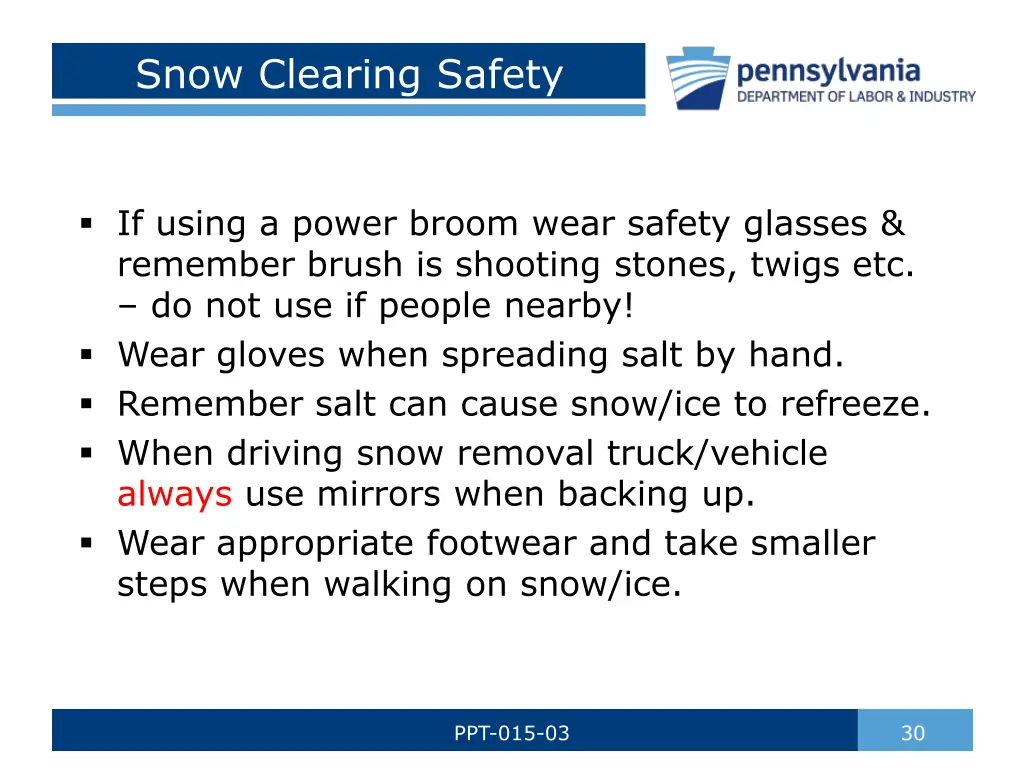 snow clearing safety