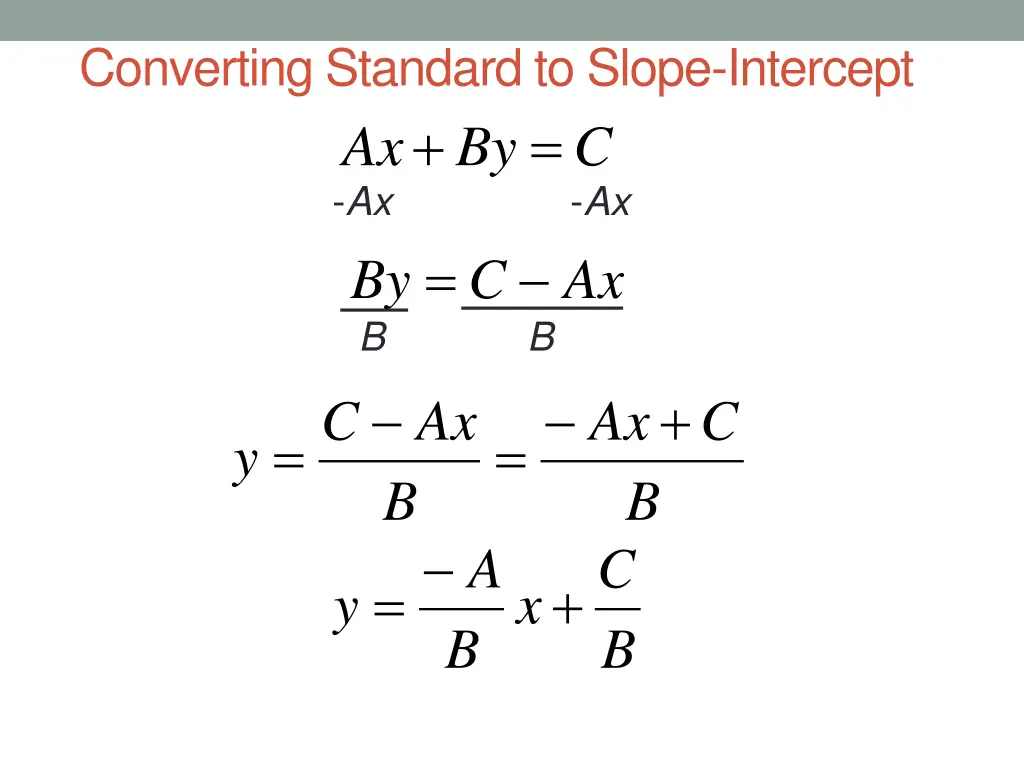 converting standard to slope intercept