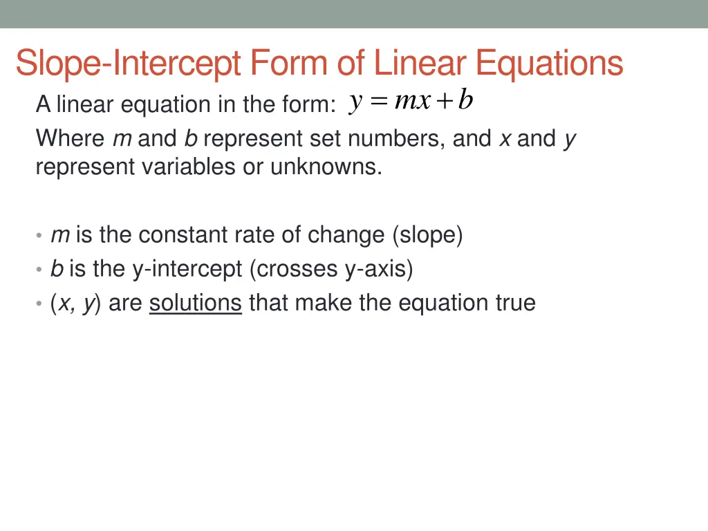 slope intercept form of linear equations a linear