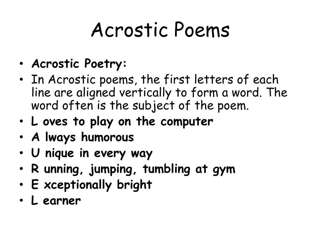 acrostic poems