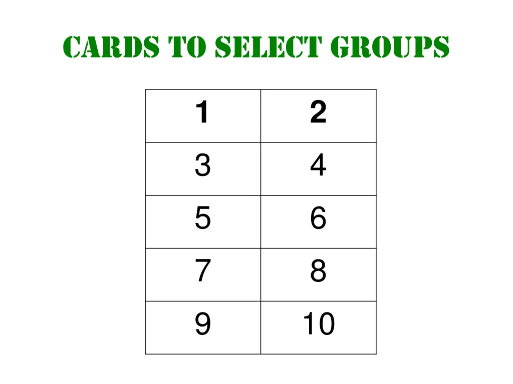 cards to select groups