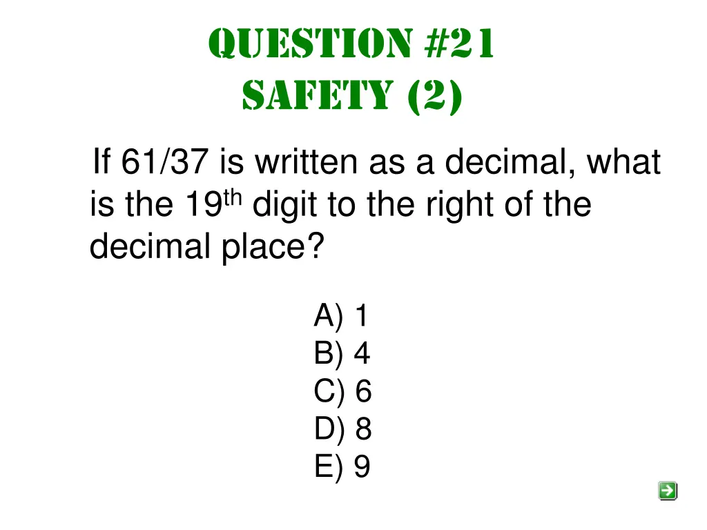 question 21 safety 2