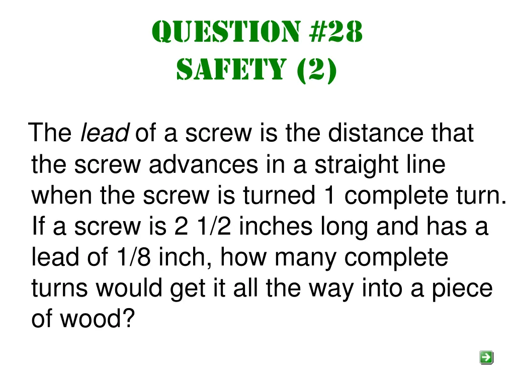 question 28 safety 2