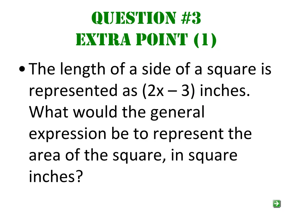 question 3 extra point 1