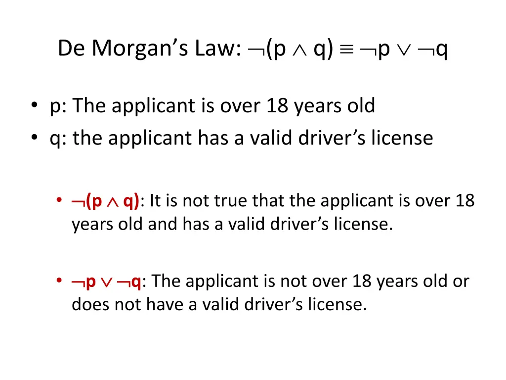 de morgan s law p q p q