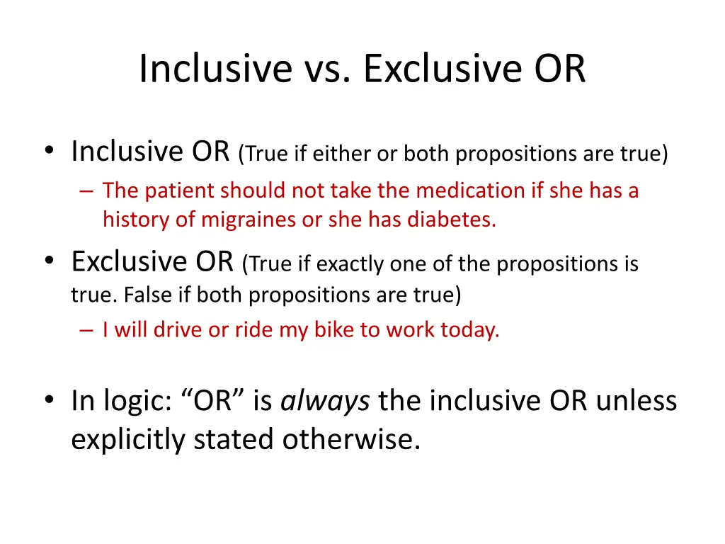 inclusive vs exclusive or