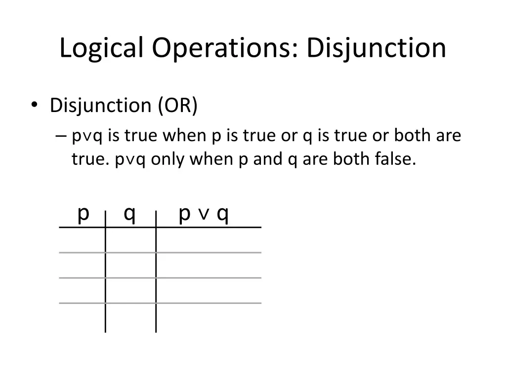 logical operations disjunction