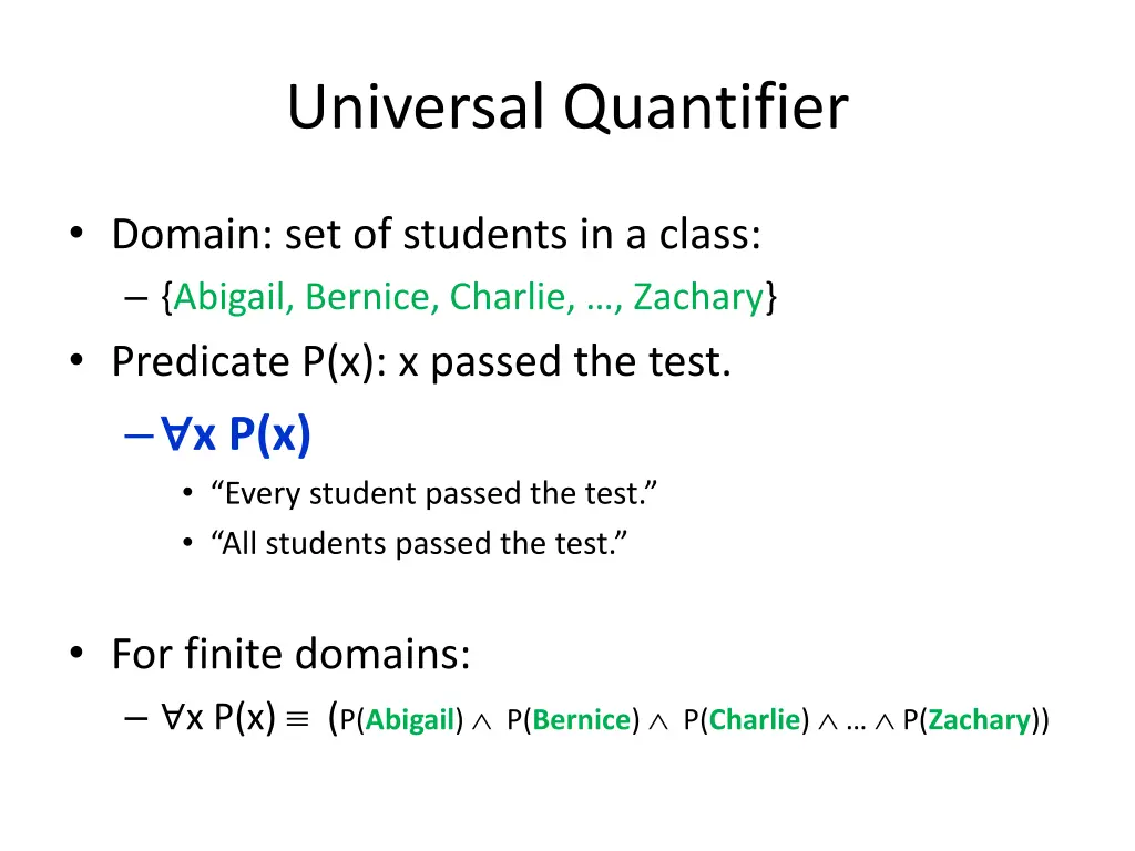 universal quantifier