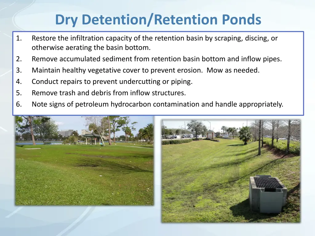 dry detention retention ponds