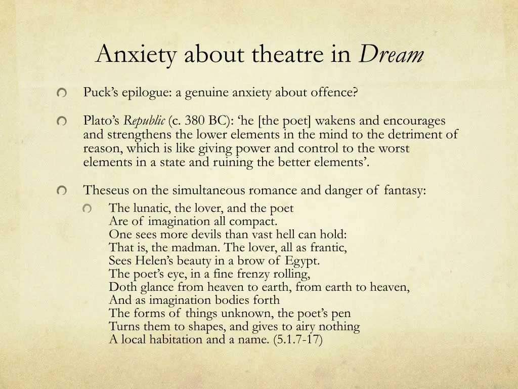 anxiety about theatre in dream