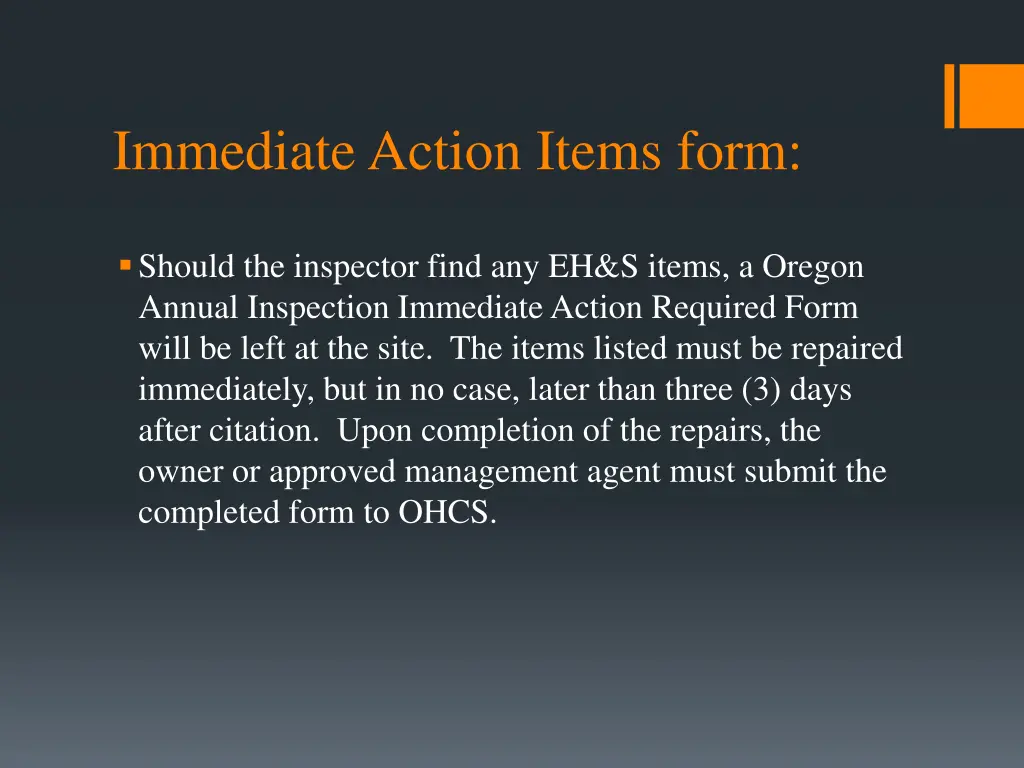 immediate action items form