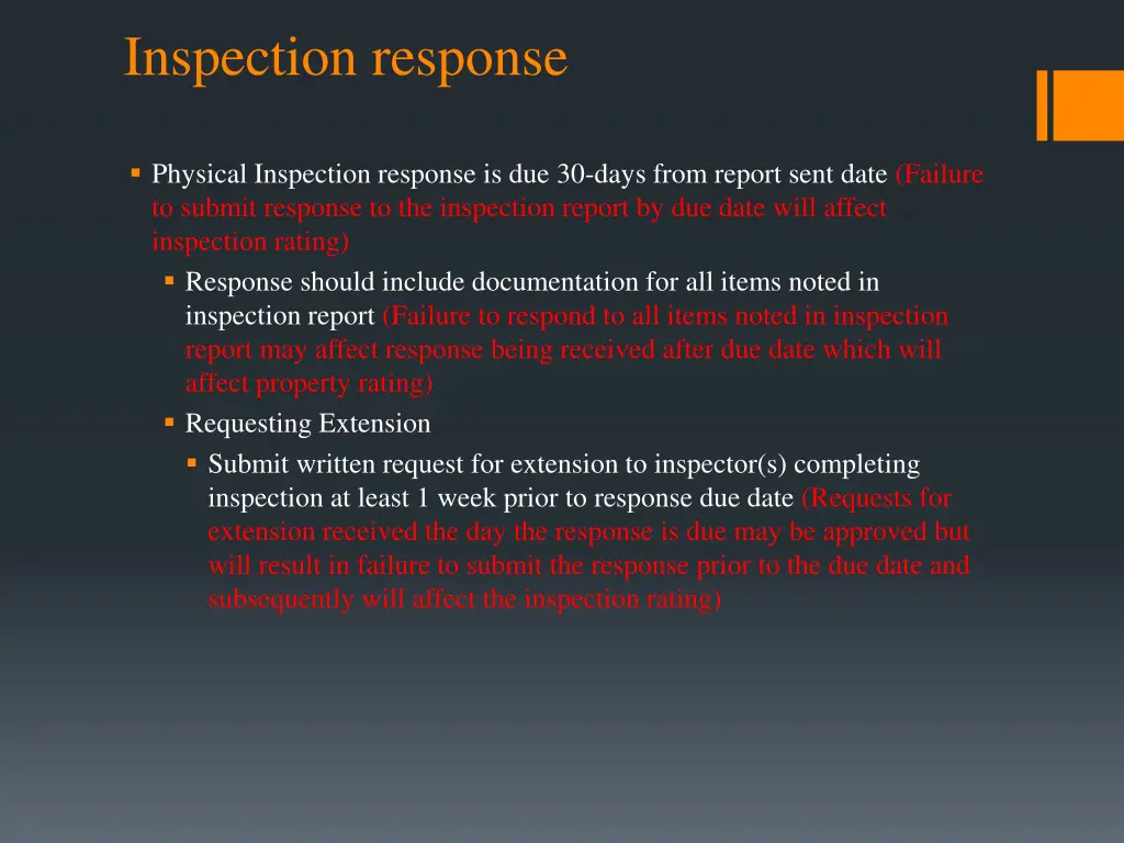 inspection response