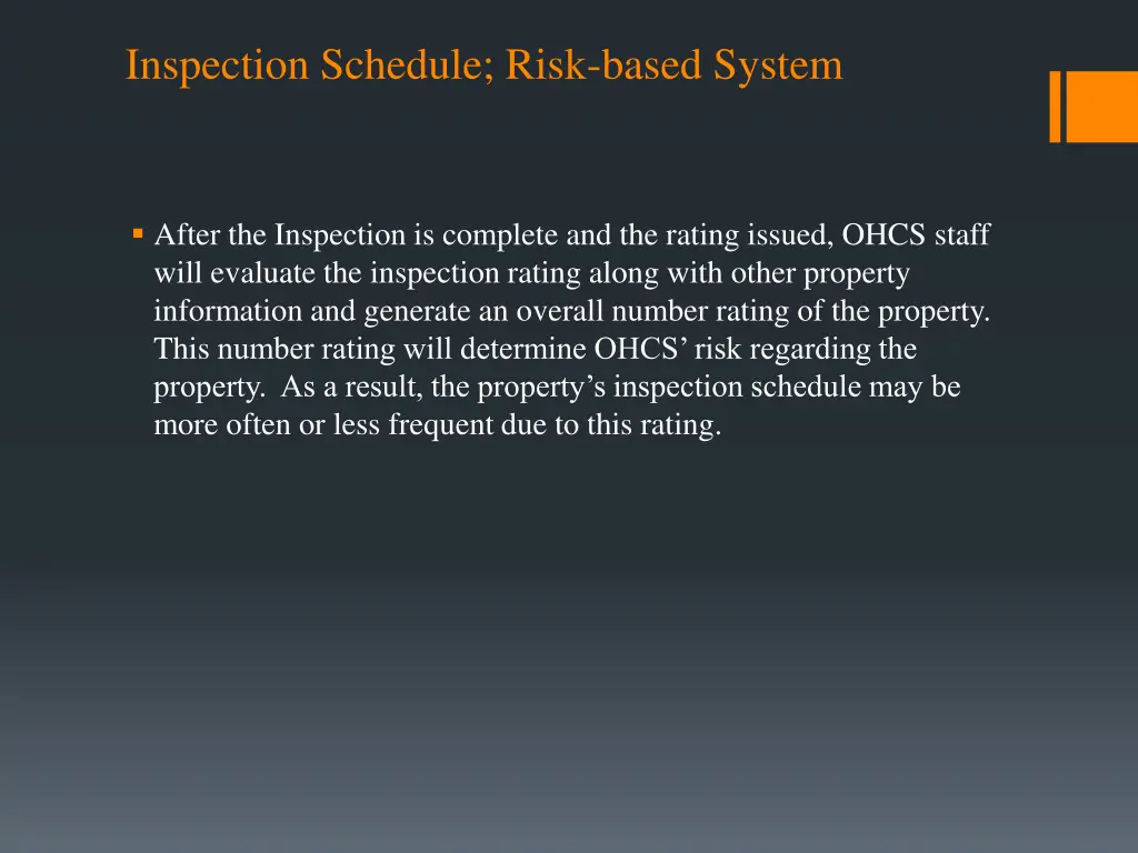 inspection schedule risk based system