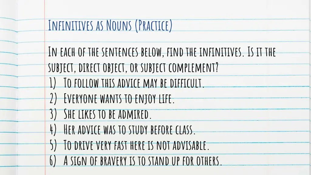 infinitives as nouns practice