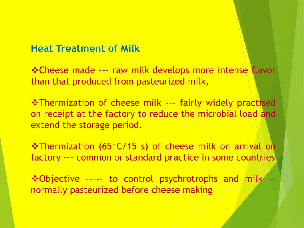 heat treatment of milk