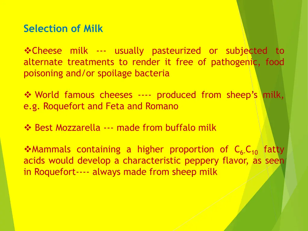 selection of milk