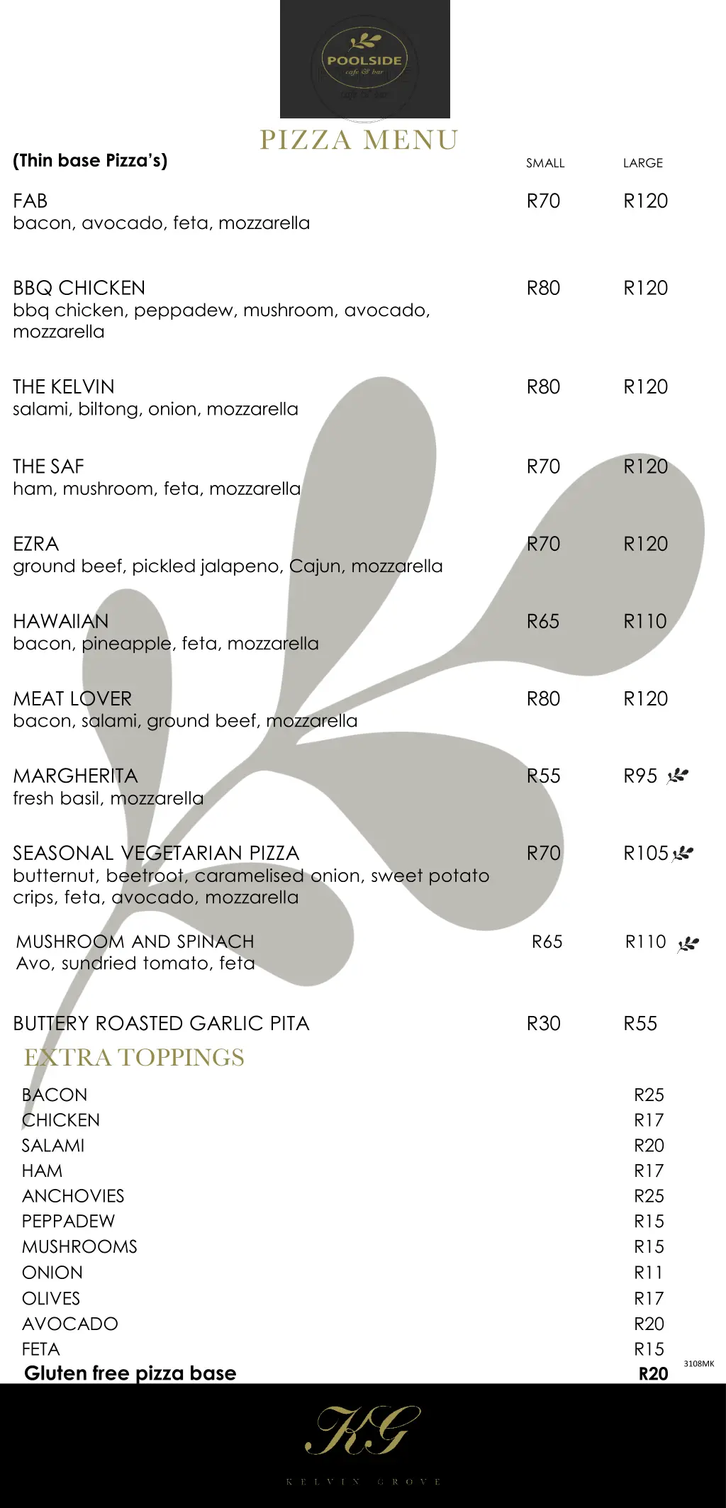 pizza menu