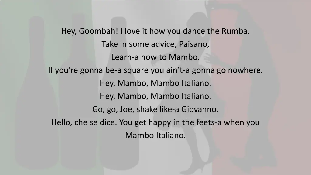 hey goombah i love it how you dance the rumba