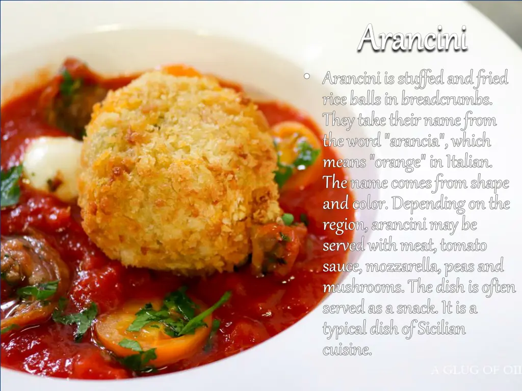 arancini aranciniis stuffed and fried is stuffed