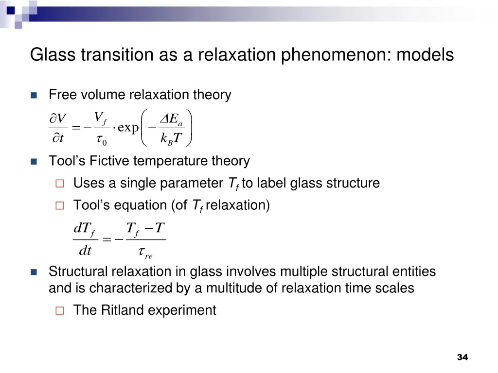 glass transition as a relaxation phenomenon models