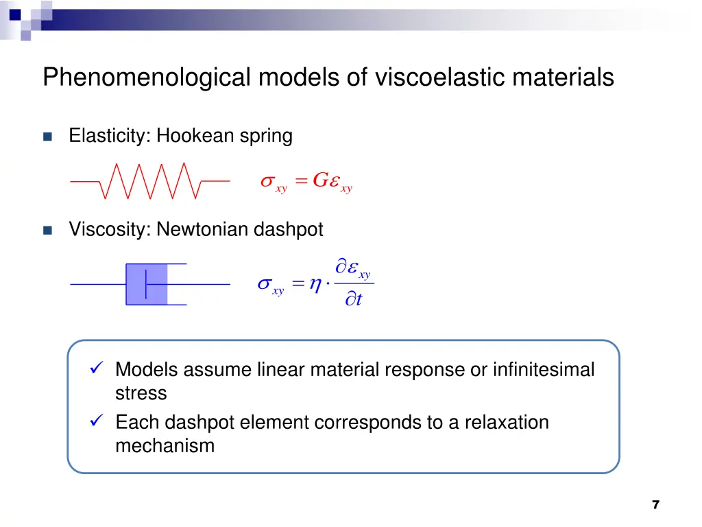 phenomenological models of viscoelastic materials