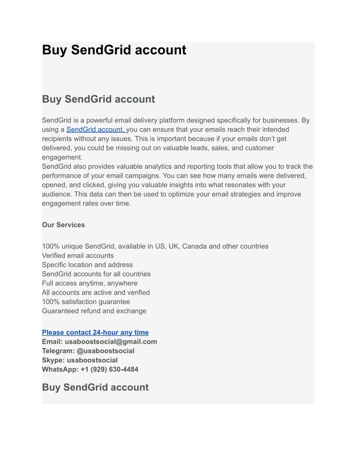 buy sendgrid account