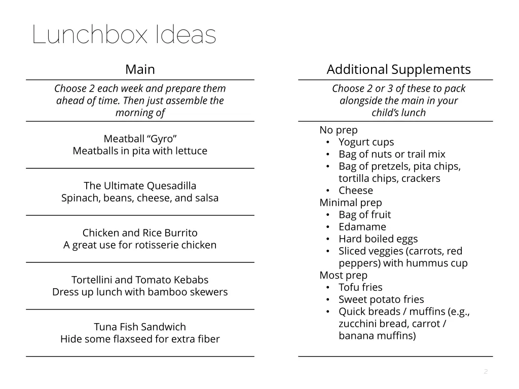 lunchbox ideas